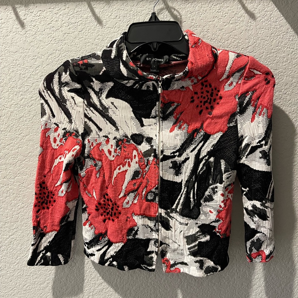 St. John Red and Black Knit Garment